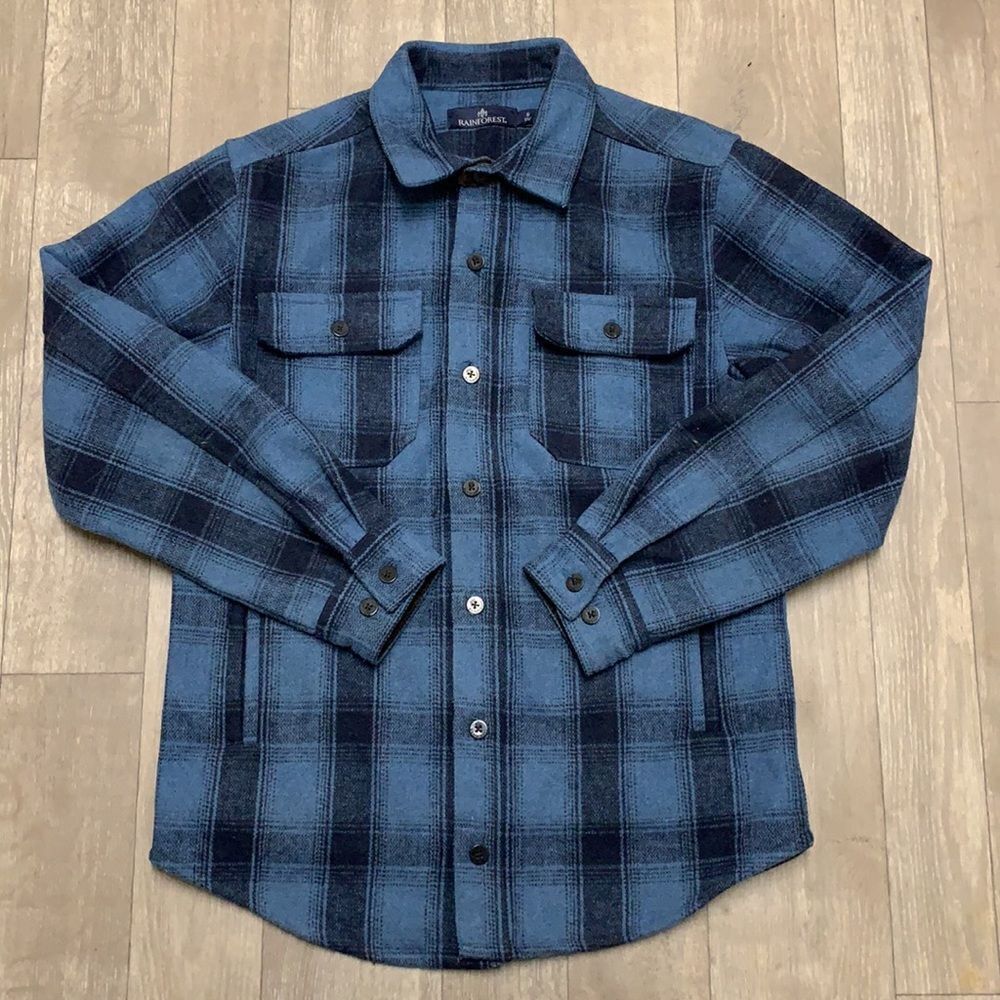 Rainforest Wool‎ Blend Pockets Flannel Plaid Shirt Jacket Shacket